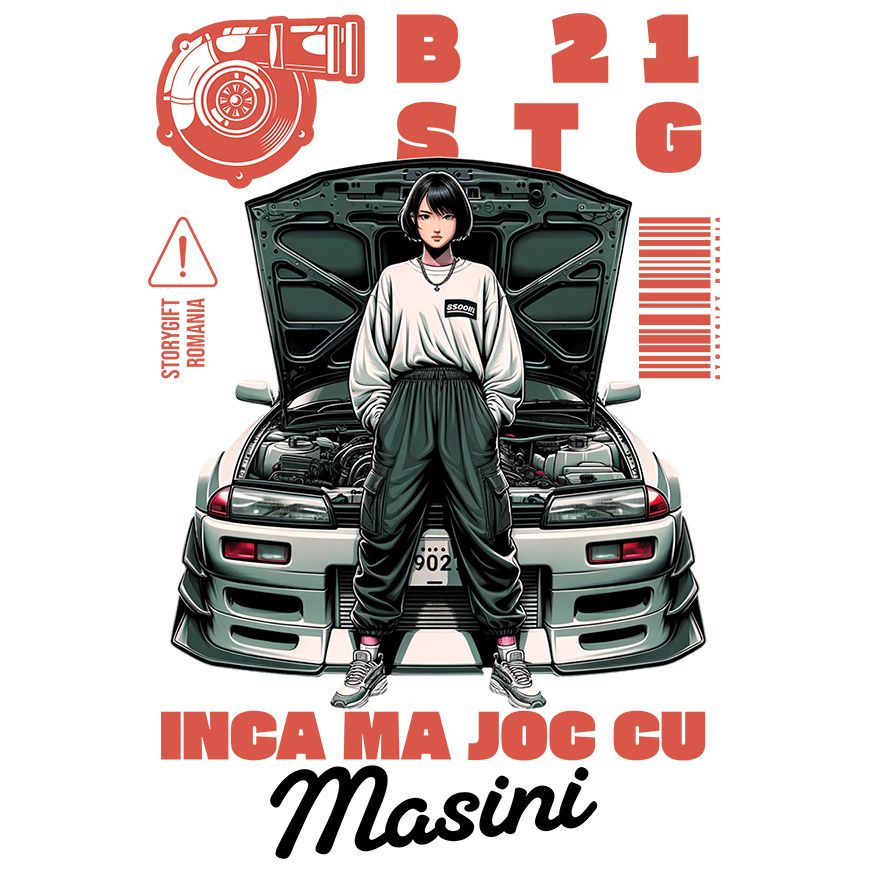 Sticker Adeziv Autocolant Personalizat Fată Anime – Ținută Stradală și Pasiune pentru Curse Ilegale [1]