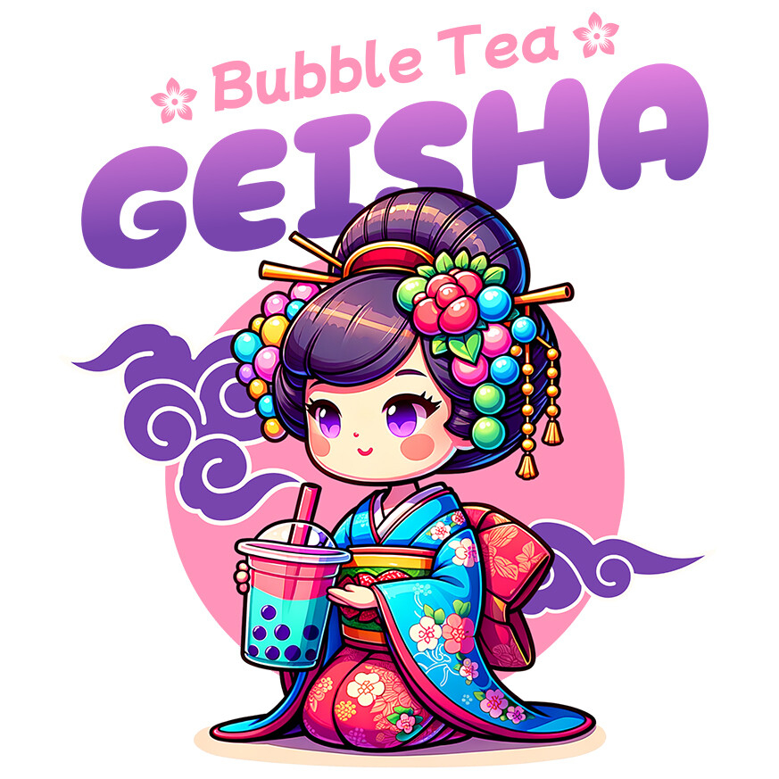 Sticker Adeziv Autocolant Personalizat „Fată Stil Asiatic cu Ceai Rece cu Bule - Pahar Personalizat pentru Bubble Tea” [1]