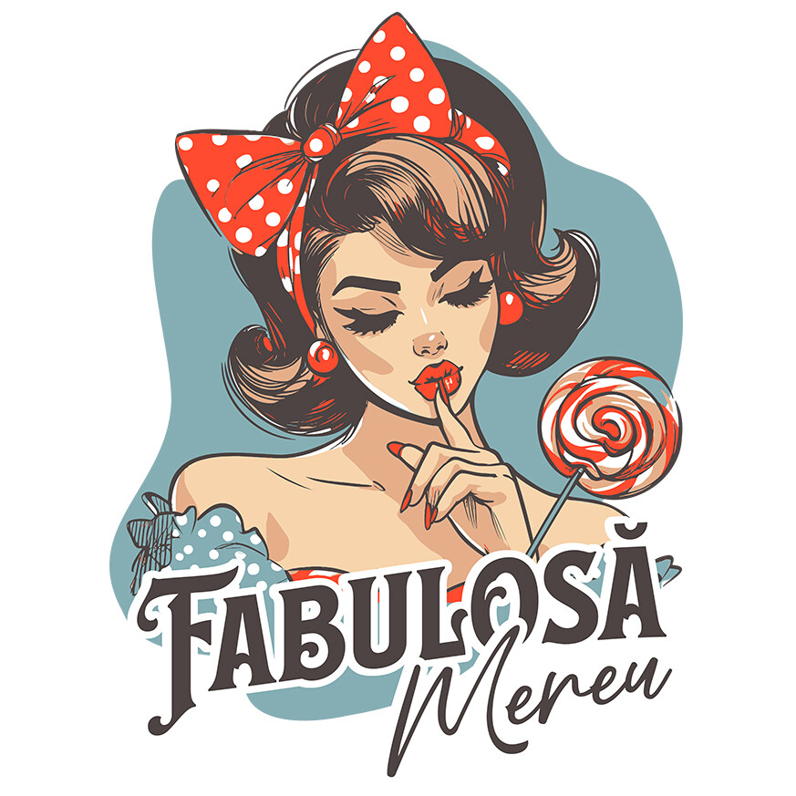 Sticker Adeziv Autocolant Personalizat Fată Retro cu Funda Roșie și Acadea - Cadou Personalizat Fabuloasă Mereu Încredere de Sine [1]