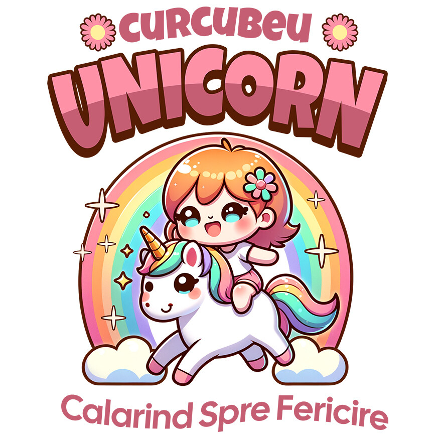 Sticker Adeziv Autocolant Personalizat Costum Unicorn Multicolor pentru Fete - Calarind Spre Fericire [1]