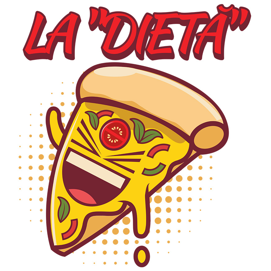 Sticker Adeziv Autocolant Personalizat Felie de pizza personalizată pentru copii | Cadou amuzant cu text „La dietă” și fast food [1]