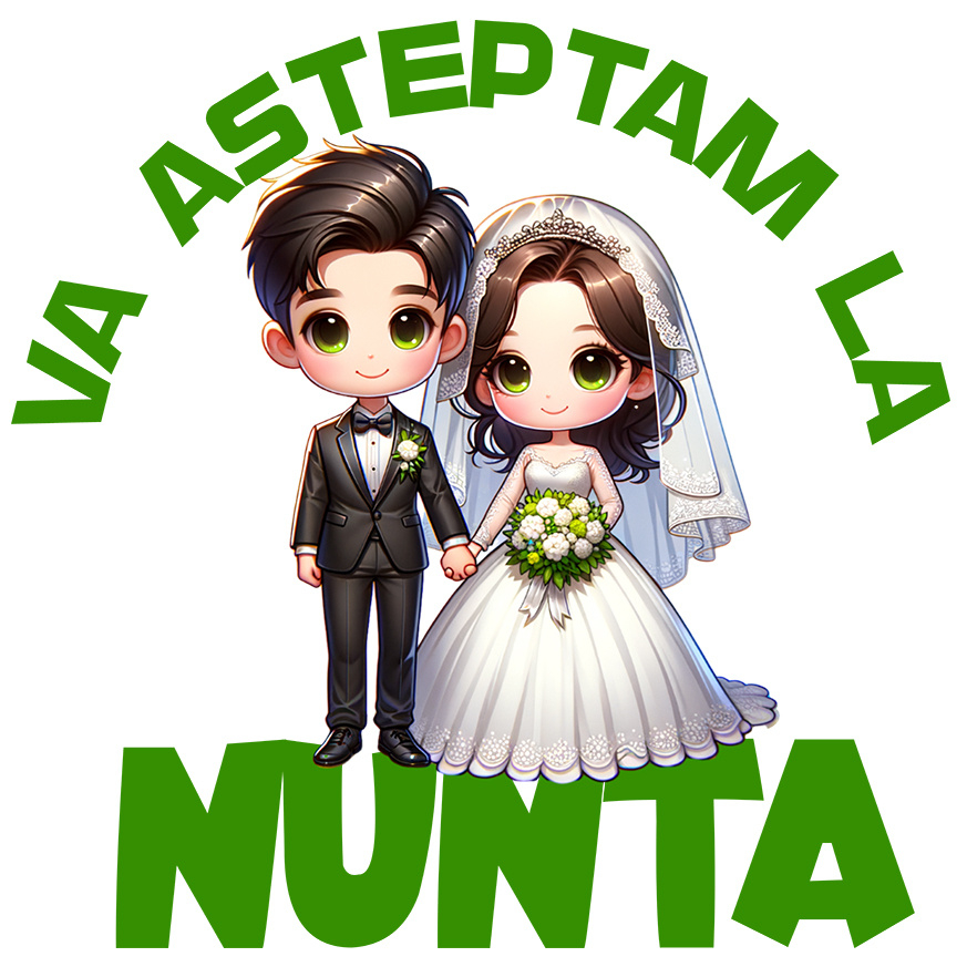 Sticker Adeziv Autocolant Personalizat Cadou Personalizat „Va Așteptăm La Nuntă” | Cuplu Fericit pentru Invitații la Nuntă [1]