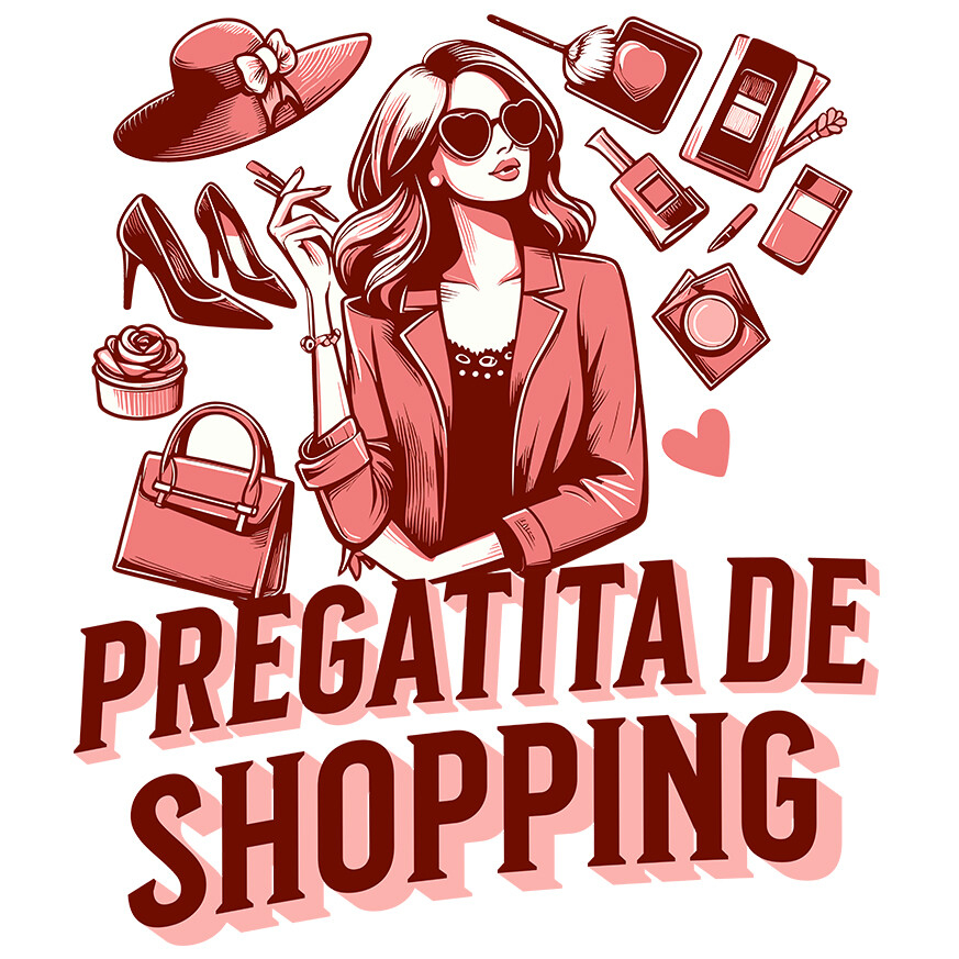 Sticker Adeziv Autocolant Personalizat "Femeie Iubitoare de Shopping – Cadouri Personalizate cu Pantofi, Pălărie și Geantă" [1]