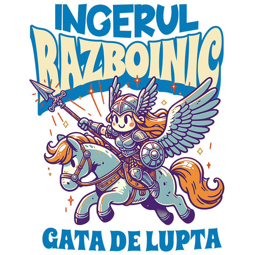 Sticker Adeziv Autocolant Personalizat Îngerul Războinic pe Cal - Jucărie cu Armură de Fier pentru Copii, Gata de Luptă [1]