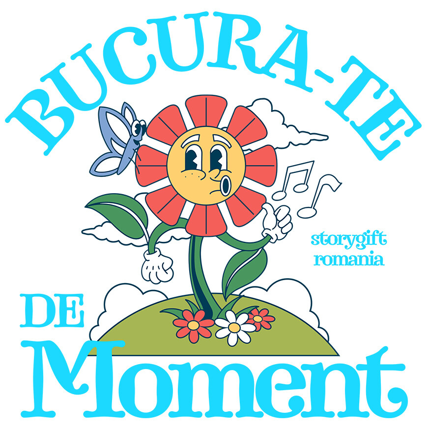 Sticker Adeziv Autocolant Personalizat Floare Colorată Muzicală „Bucură-te de Moment” – Cadou Personalizat pentru Familie, Tati, Copii, Prieteni [1]