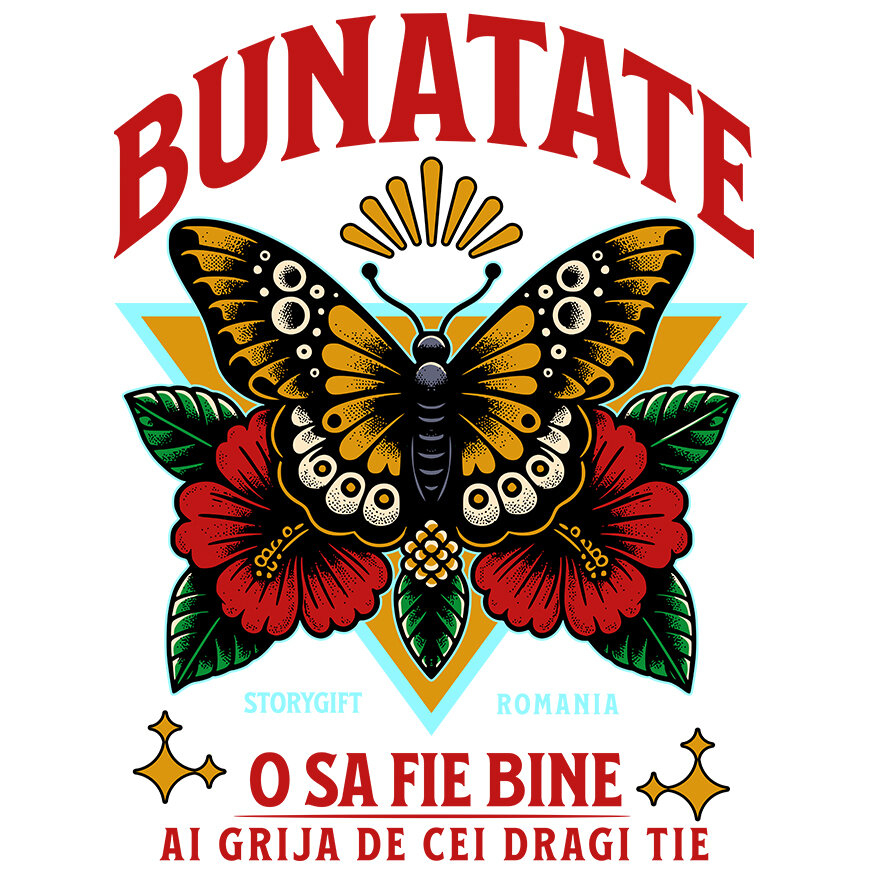 Sticker Adeziv Autocolant Personalizat Fluture Colorat și Flori Colorate - Mesaj de Bunătate pentru Cadouri Personalizate [1]