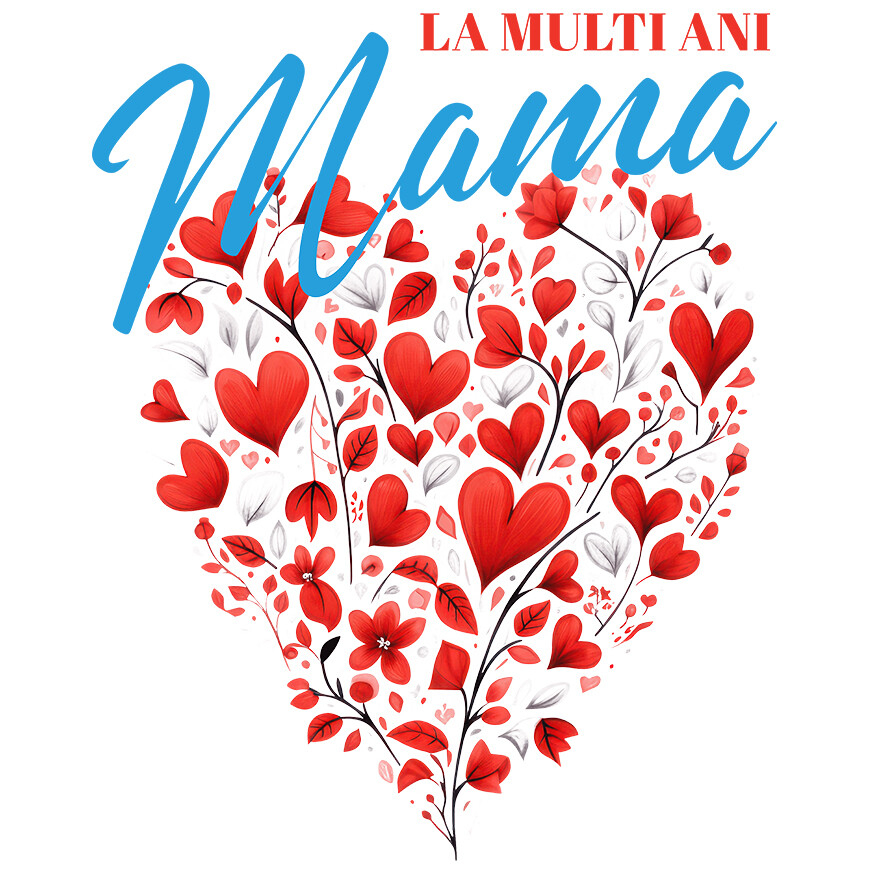 Sticker Adeziv Autocolant Personalizat Decor Inimă din Flori - „La Multi Ani Mama” | Cadou Ziua Mamei [1]