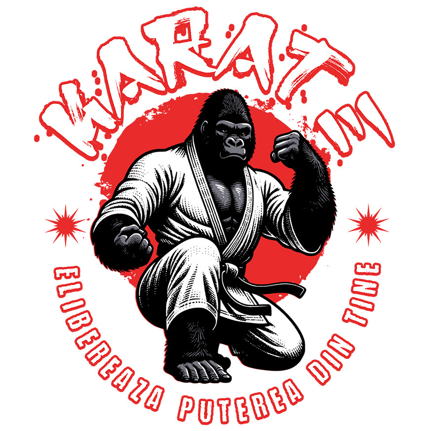 Sticker Adeziv Autocolant Personalizat Gorila Karate – Design Motivațional Arte Marțiale și Luptă [1]