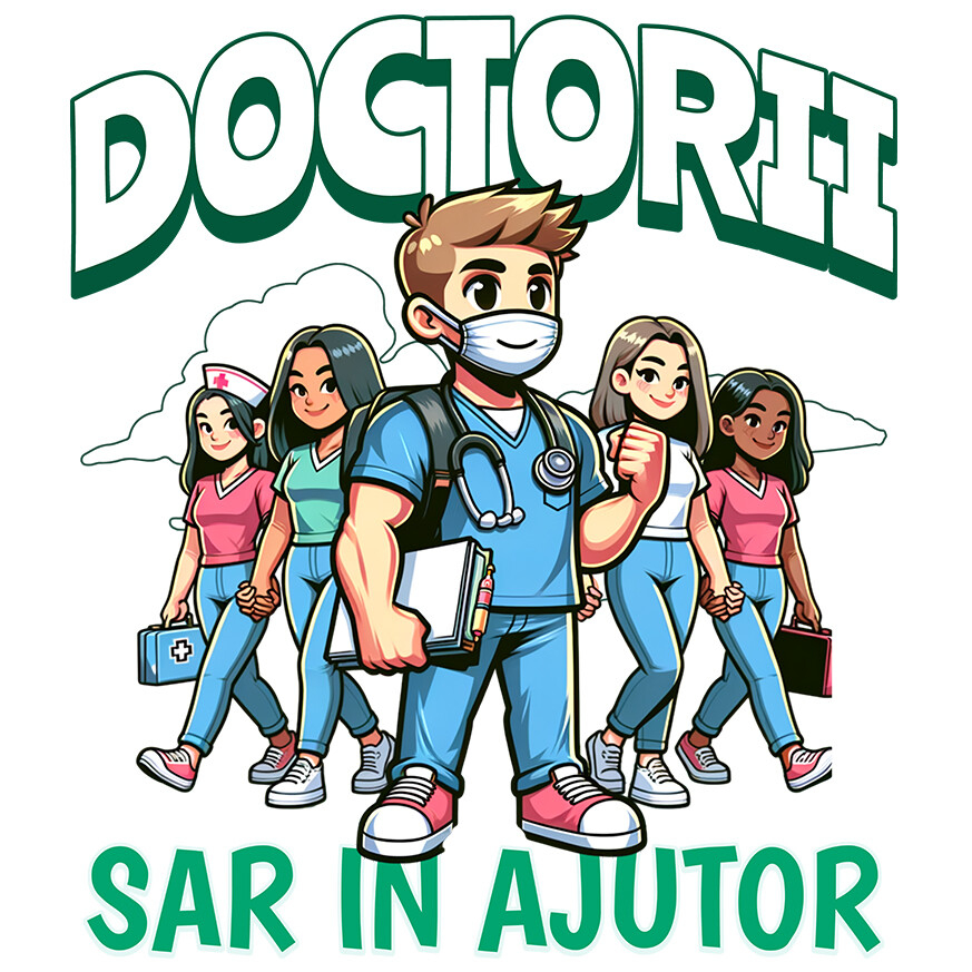 Sticker Adeziv Autocolant Personalizat Grup de Doctori Tineri – Pasiune pentru Medicină și Sănătate [1]