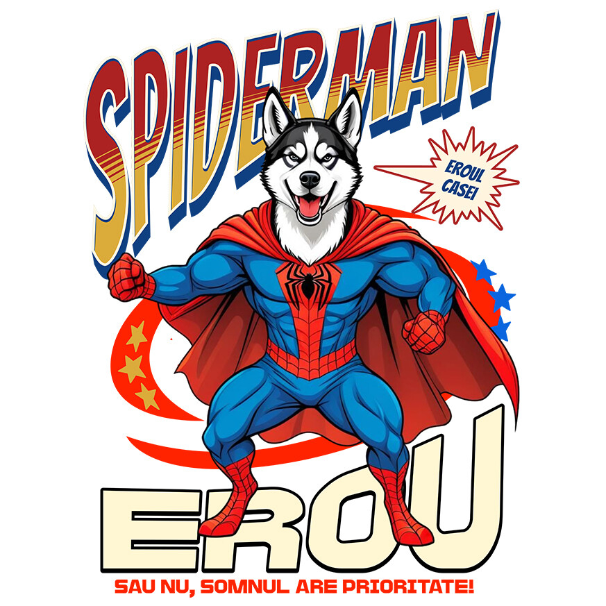 Sticker Adeziv Autocolant Personalizat Husky Siberian în Costum Spider-Man - Cadou Personalizat pentru Copii și Familie [1]