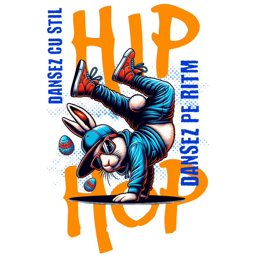 Sticker Adeziv Autocolant Personalizat „Iepure Dans Breakdance Stil Stradal pentru Copii – Cadou Creativ Hip Hop pentru Copii și Prieteni” [1]