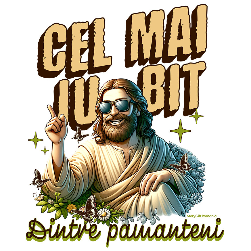 Sticker Adeziv Autocolant Personalizat "Iisus Hristos cu Ochelari de Soare - Cel Mai Iubit Dintre Pământeni | Cadou Religios Personalizat" [1]