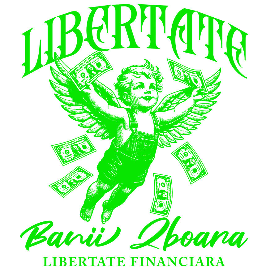 Sticker Adeziv Autocolant Personalizat Înger Copil Zburător cu Bancnote – „Libertate Banii Zboară” – Cadou Personalizat pentru Familie, Tati, Copii, Prieteni [1]