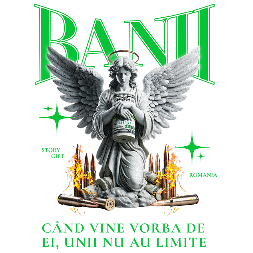 Sticker Adeziv Autocolant Personalizat Statuie cu Bancnote și Mesaj Motivațional – Cadou Personalizat Unic [1]