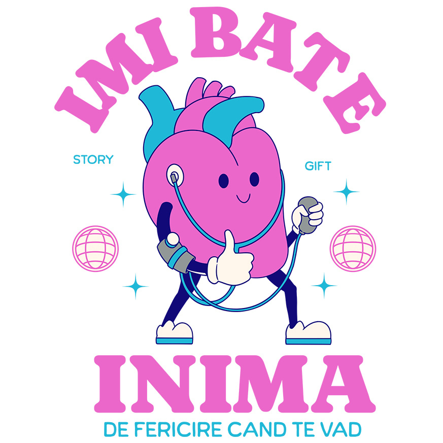 Sticker Adeziv Autocolant Personalizat Inimă Anatomica cu Pompa Medicală și Mesaj „Îmi Bate Inima de Fericire Când Te Văd” – Cadou Personalizat [1]