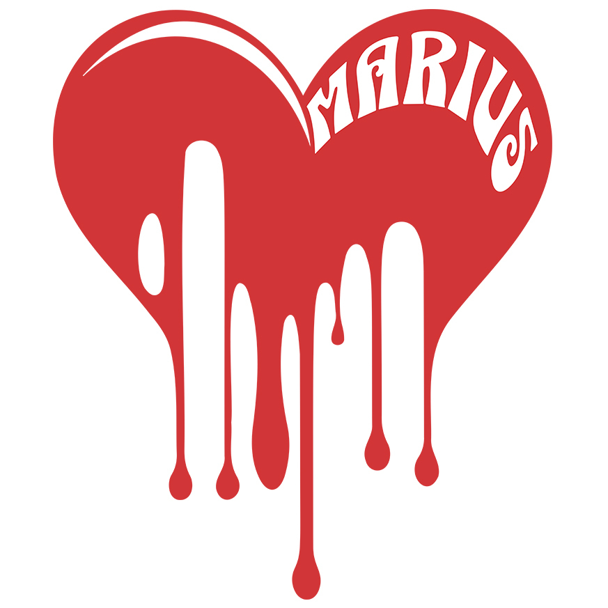 Sticker Adeziv Autocolant Personalizat Inimă Curgătoare cu Nume „Marius” – Cadou Personalizat de Valentine's Day pentru Iubitul Tău [1]