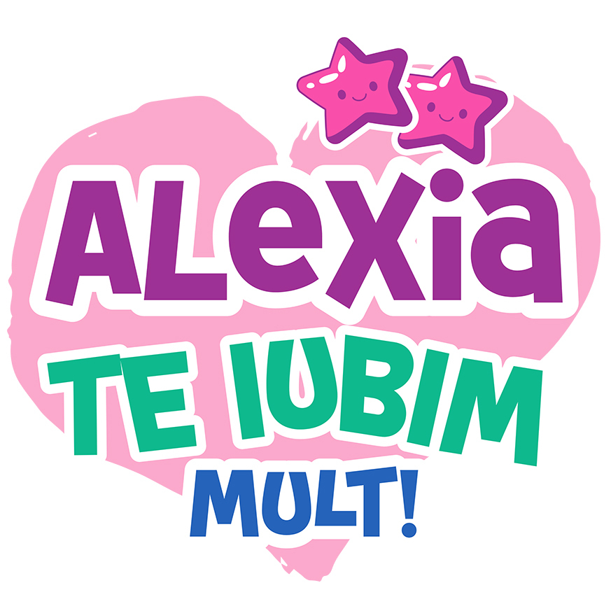 Sticker Adeziv Autocolant Personalizat "Inima Roz cu Stele Zâmbitoare - Cadou Personalizat pentru Alexia, Dragoste și Valentine's Day" [1]