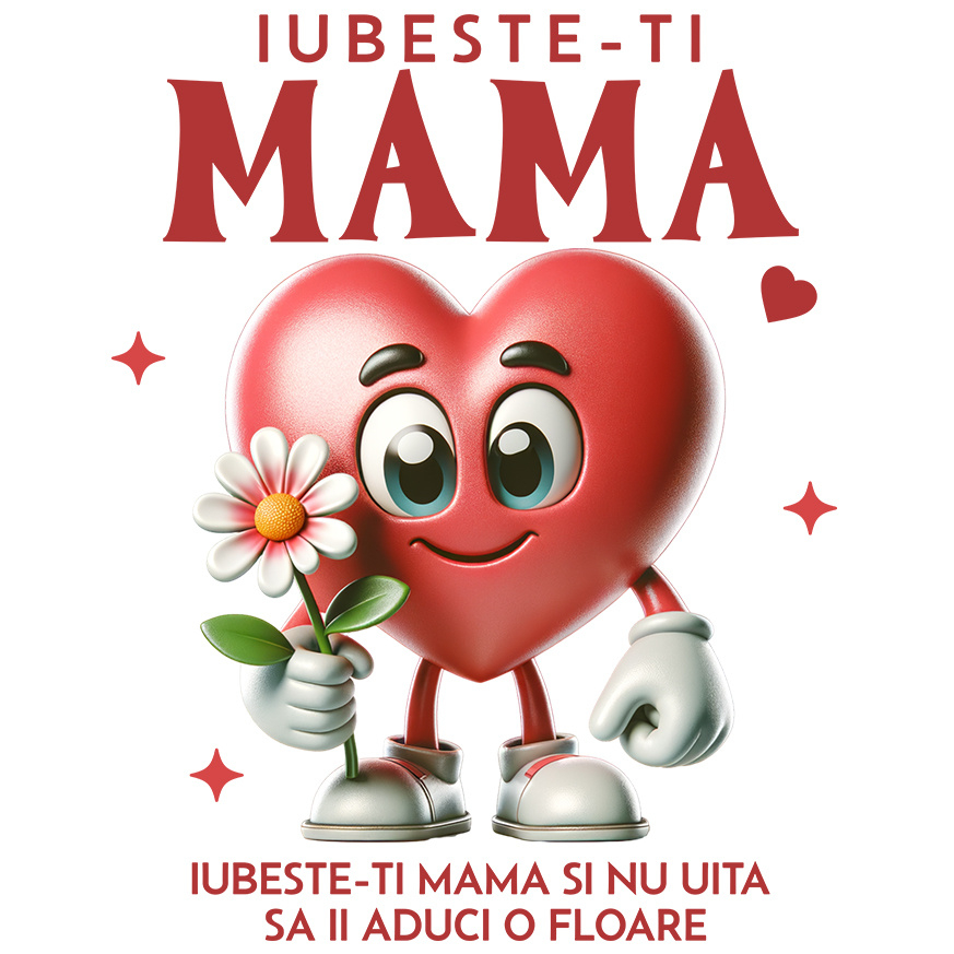 Sticker Adeziv Autocolant Personalizat "Iubește-ți Mama – Cadouri Personalizate cu Inimă și Floare Roz" [1]