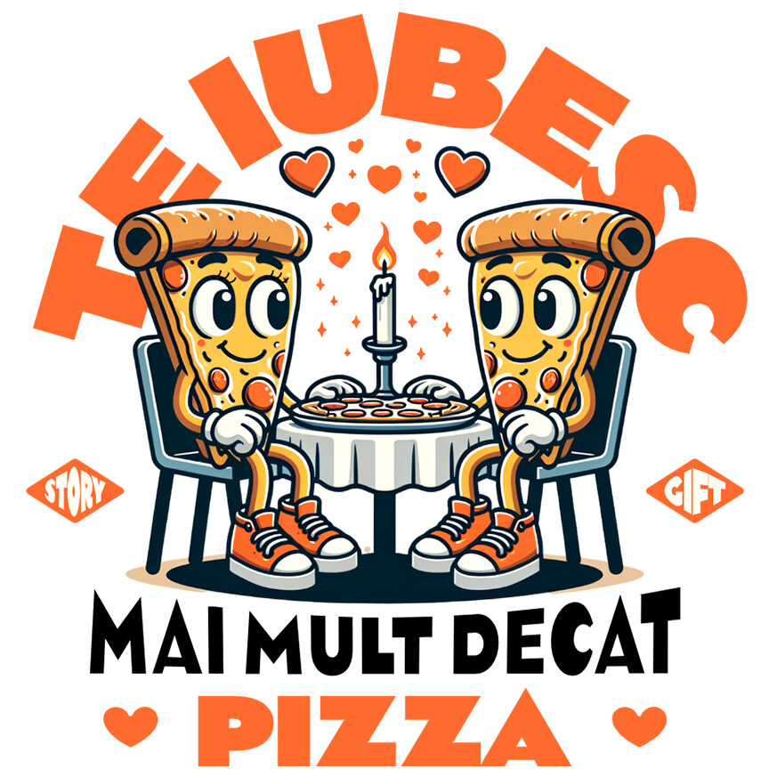Sticker Adeziv Autocolant Personalizat „Întâlnire Romantică Felii De Pizza - Cadou Personalizat „Te Iubesc Mai Mult Decât Pizza” pentru Familie, Copii și Prieteni de Valentine’s Day” [1]