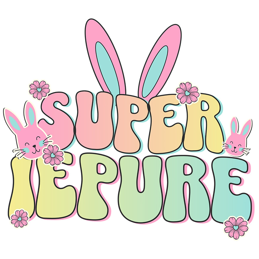 Sticker Adeziv Autocolant Personalizat "Iubitorii de Iepuri cu Urechi Lungi Colorate - Cadou Paște pentru Copii" [1]