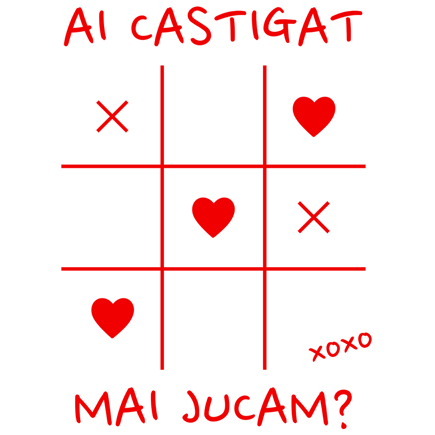 Sticker Adeziv Autocolant Personalizat Joc Haios X și 0 Personalizat cu Mesaj „Ai Câștigat, Mai Jucăm” - Cadou de Dragoste [1]