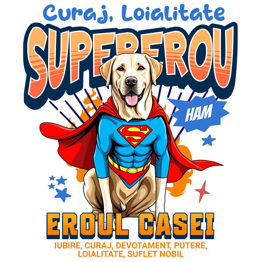 Sticker Adeziv Autocolant Personalizat Labrador în Costum de Superman – Produse Personalizate pentru Familie și Copii [1]