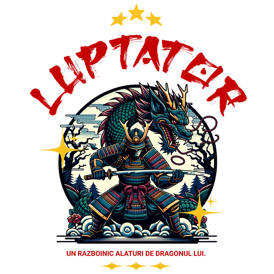 Sticker Adeziv Autocolant Personalizat Cadouri personalizate – Războinic cu armură și dragon imens din cultura chineză [1]