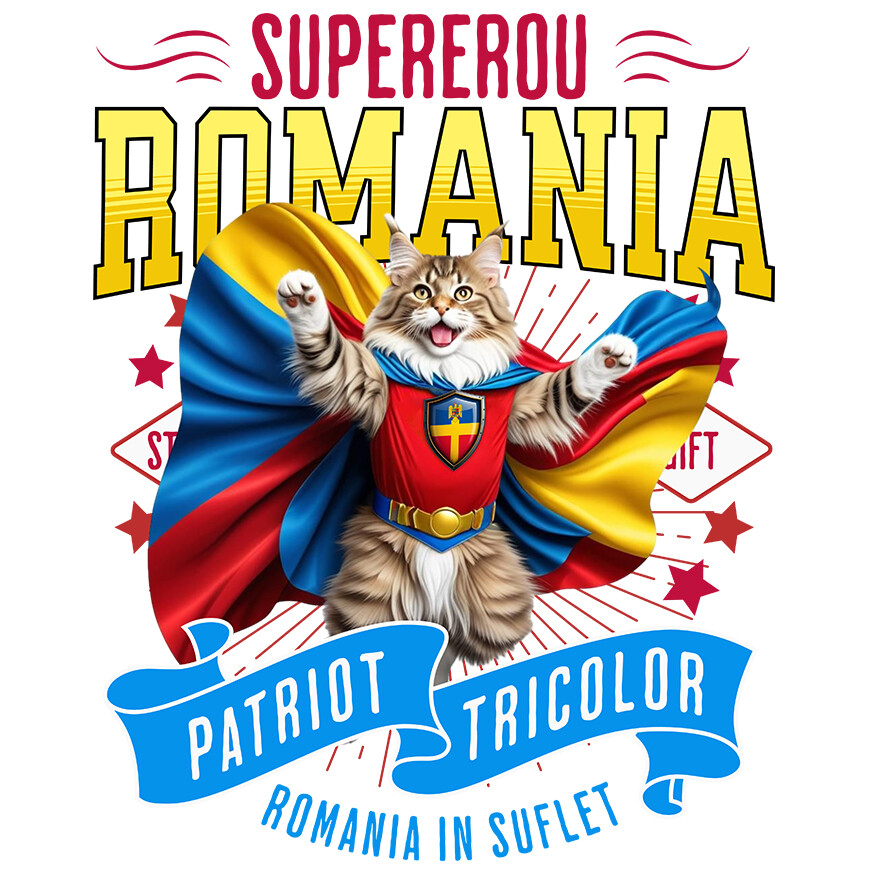 Sticker Adeziv Autocolant Personalizat Pisică Maine Coon În Costum de Căpitan România - Cadouri Personalizate pentru Familie și Prieteni [1]