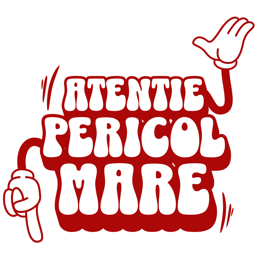 Sticker Adeziv Autocolant Personalizat „Atentie, Pericol Mare” – Mesaj Sarcastic cu Mâini Mickey Mouse pentru Prieteni și Familie [1]