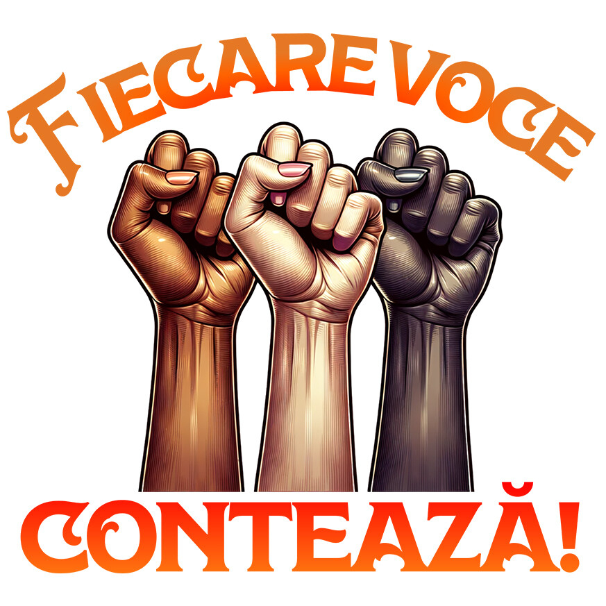 Sticker Adeziv Autocolant Personalizat „Fiecare Voce Contează” - Mâini Unite, Nuanțe Diverse | Cadou Inspirational Personalizat pentru Familie și Prieteni [1]