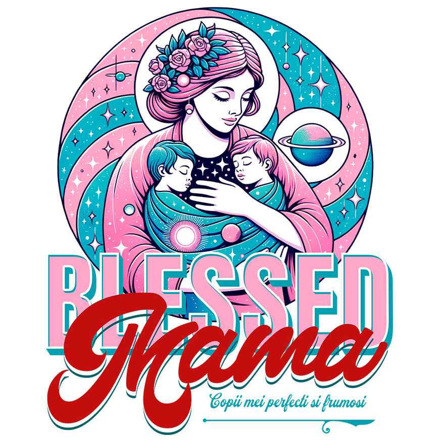 Sticker Adeziv Autocolant Personalizat "Blessed Mama Copii Mei Perfecti și Frumoși – Cadouri Personalizate pentru Familie" [1]
