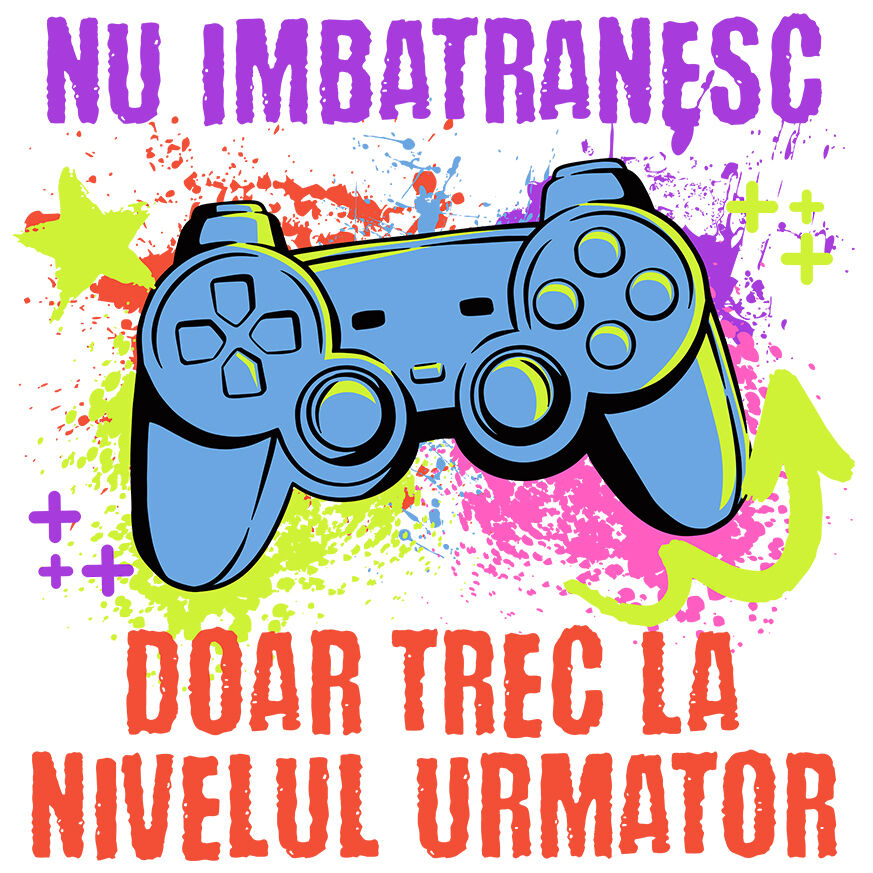 Sticker Adeziv Autocolant Personalizat Manetă Jocuri Video cu Text „Nu Îmbătrânesc Doar Trec la Nivelul Următor” - Cadou Personalizat pentru Familie și Prieteni [1]