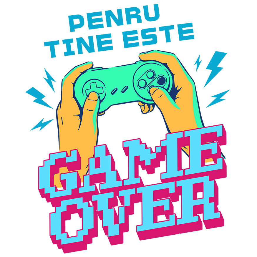 Sticker Adeziv Autocolant Personalizat Game Over - Maneta Jocuri Video în Mâini - Cadou Personalizat Gaming [1]