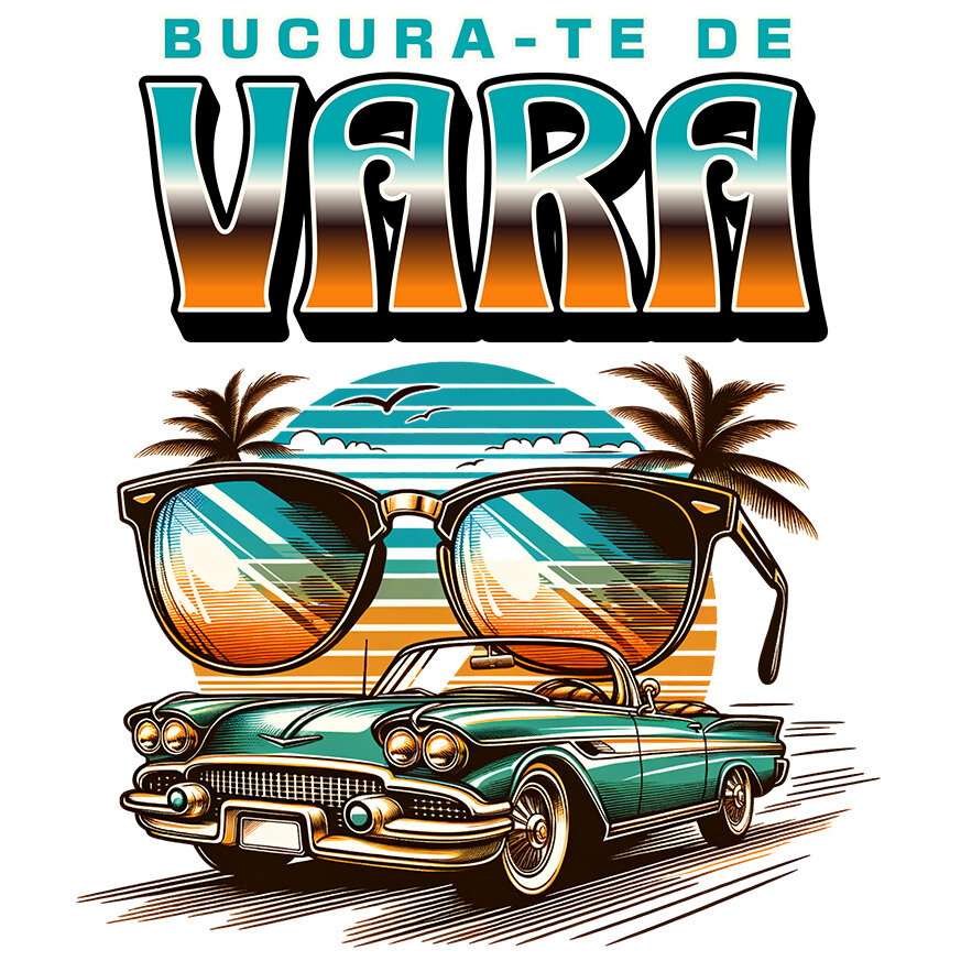 Sticker Adeziv Autocolant Personalizat "Mașină Vintage și Ochelari de Soare – Bucură-te de Vara cu Produse Personalizate" [1]