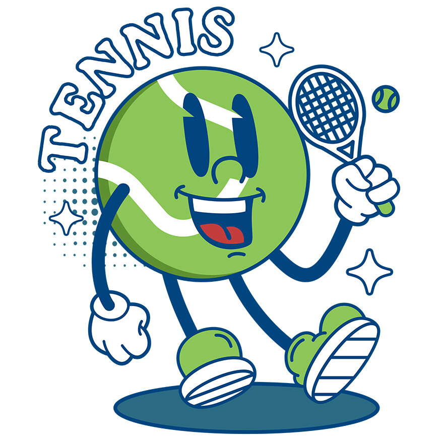 Sticker Adeziv Autocolant Personalizat Minge de Tenis Animată – Design Sportiv și Vesel [1]