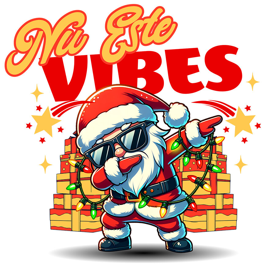 Sticker Adeziv Autocolant Personalizat Moș Crăciun Cool cu Ochelari de Soare - Cadouri Colorate și Vibe-uri Pozitive [1]