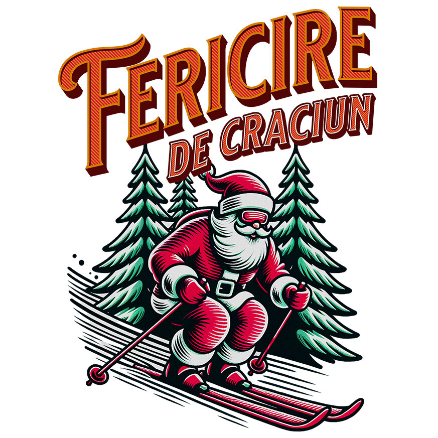 Sticker Adeziv Autocolant Personalizat Moș Crăciun Cool pe Schiuri – Cadouri Personalizate pentru un Crăciun Plin de Fericire [1]