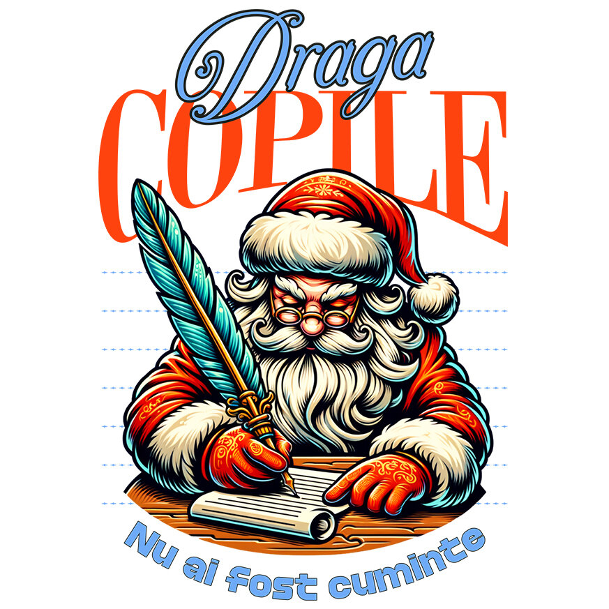 Sticker Adeziv Autocolant Personalizat Tricou Personalizat Crăciun – Moș Crăciun cu Listă și Mesaj Amuzant [1]