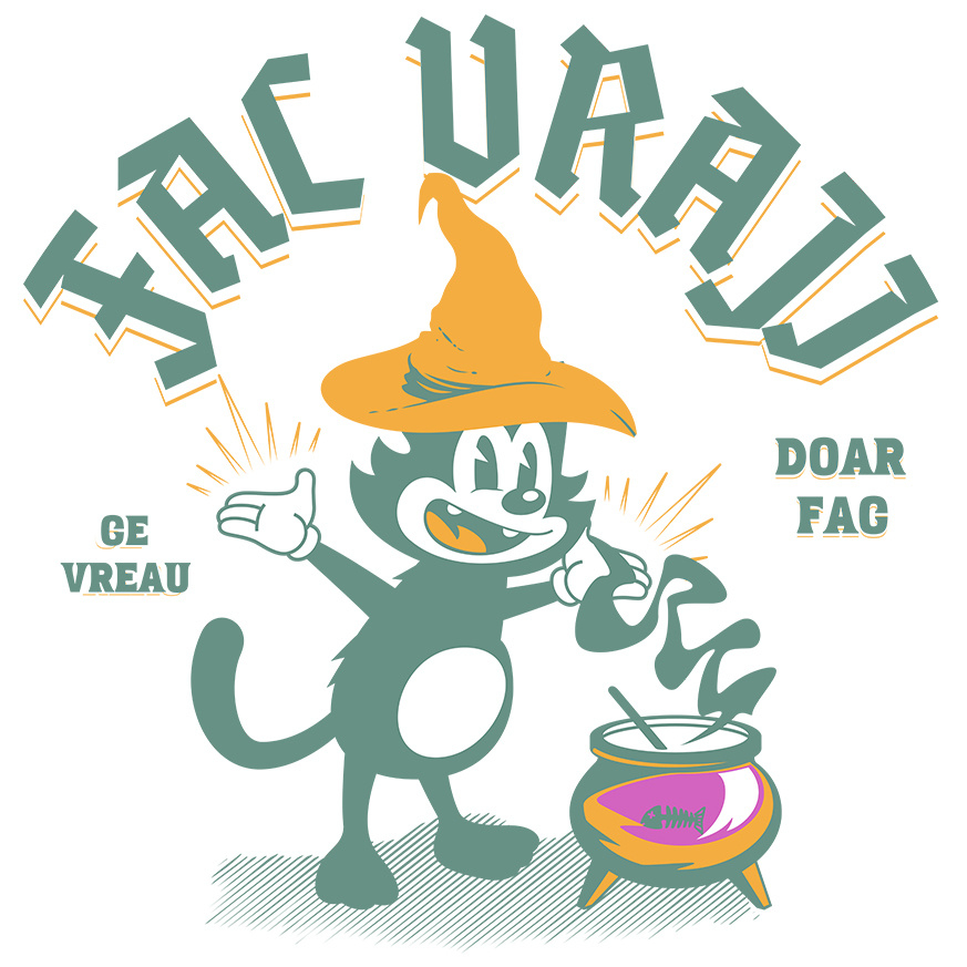 Sticker Adeziv Autocolant Personalizat Motan cu Pălărie de Vrăjitor | Produse Personalizate pentru Halloween și Familie [1]