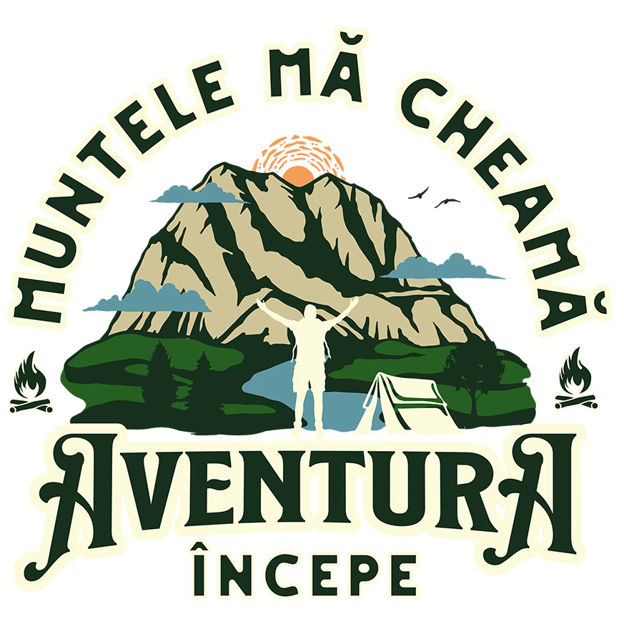 Sticker Adeziv Autocolant Personalizat "Munte Înalt Cu Cort – Aventura Începe La Munte" [1]