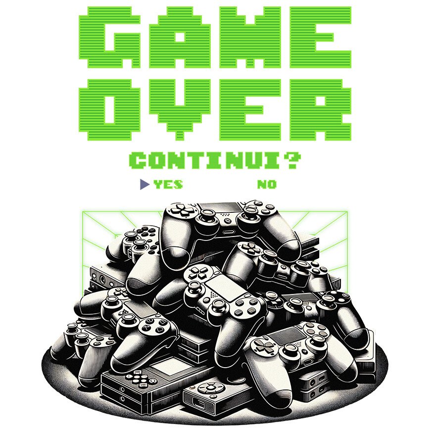 Sticker Adeziv Autocolant Personalizat Game Over, Continui în Lumea Digitală - Cadou Personalizat Gamer [1]