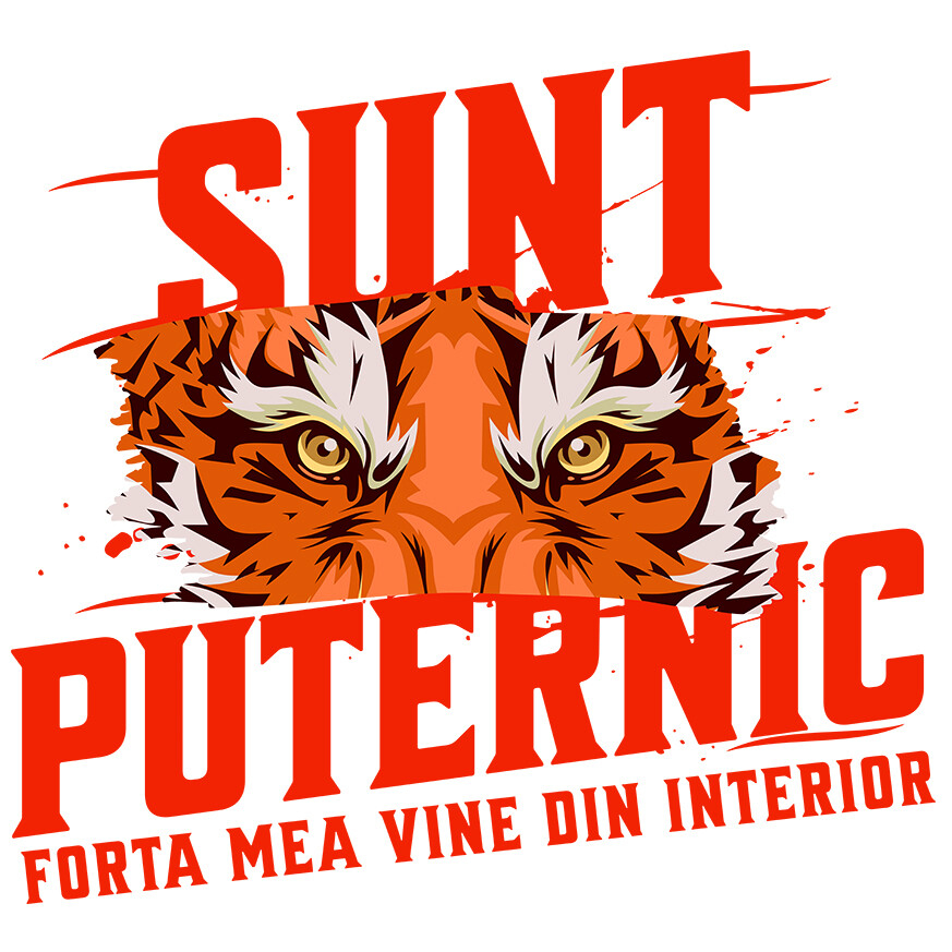 Sticker Adeziv Autocolant Personalizat „Portret Tigru Furios cu Mesaj Motivațional – Cadou Personalizat Putere și Forță Interioară” [1]