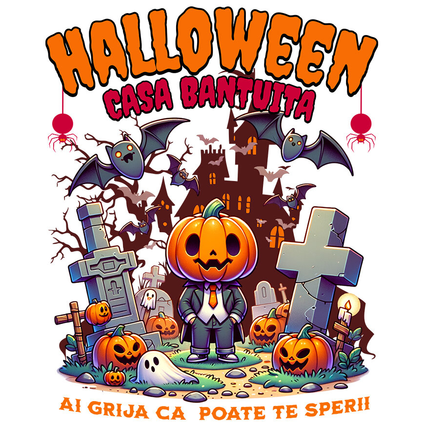 Sticker Adeziv Autocolant Personalizat Om cu Cap De Dovleac și Mesaj Halloween | Casa Bântuită | Cadouri Personalizate pentru Halloween [1]