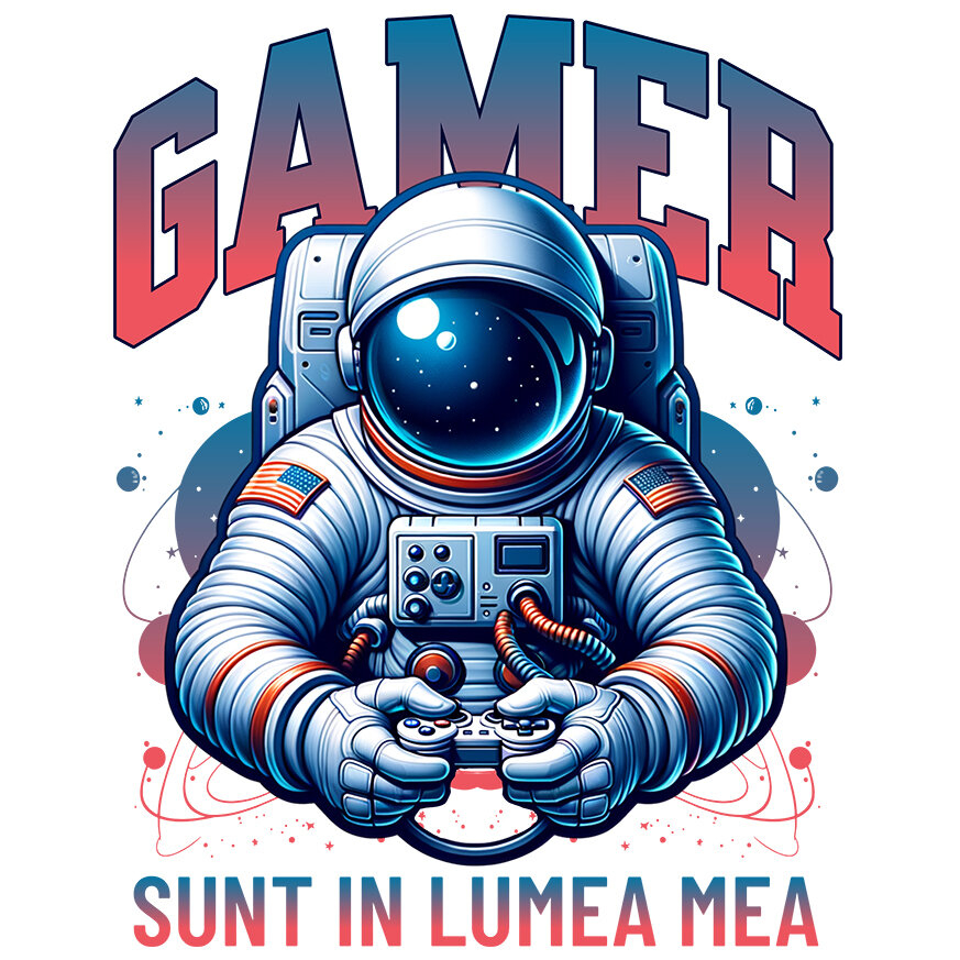 Sticker Adeziv Autocolant Personalizat Om în Costum Astronaut „Sunt În Lumea Mea” - Cadou Personalizat Gamer [1]