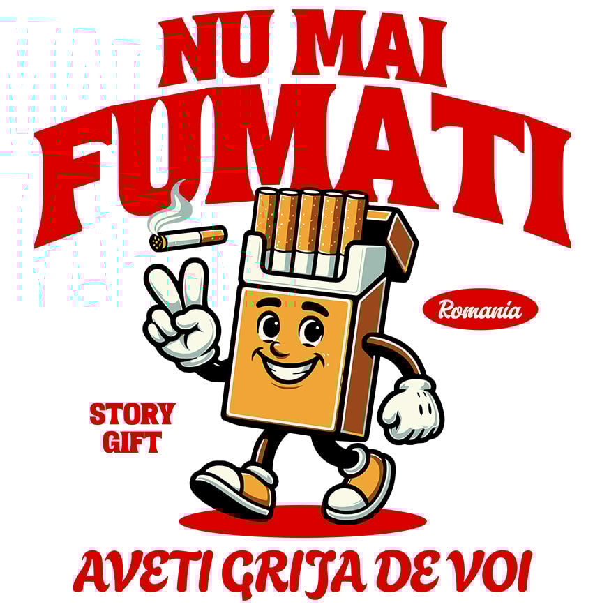 Sticker Adeziv Autocolant Personalizat Pachet de Țigări Personalizat cu Semnul Păcii și Mesaj Motivațional „Nu Mai Fumați, Aveți Grijă de Voi” [1]