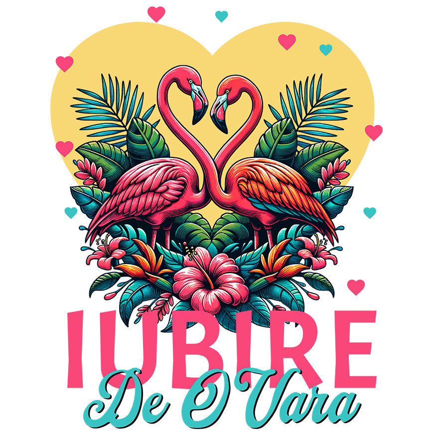 Sticker Adeziv Autocolant Personalizat Tricou Personalizat Flamingo Dragoste – Iubire de O Vară | Cadou Romantic Valentine's Day [1]