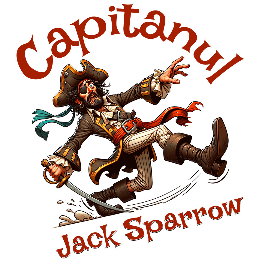 Sticker Adeziv Autocolant Personalizat Pirat Haios cu Sabie și Pălărie - Jucărie Tematică pentru Copii, Capitanul Jack Sparrow [1]
