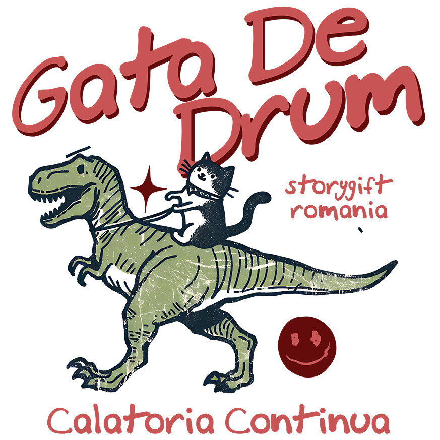 Sticker Adeziv Autocolant Personalizat Pisică Călare T-rex - Jucărie cu Dinozaur pentru Copii, Călătorie Continuă [1]