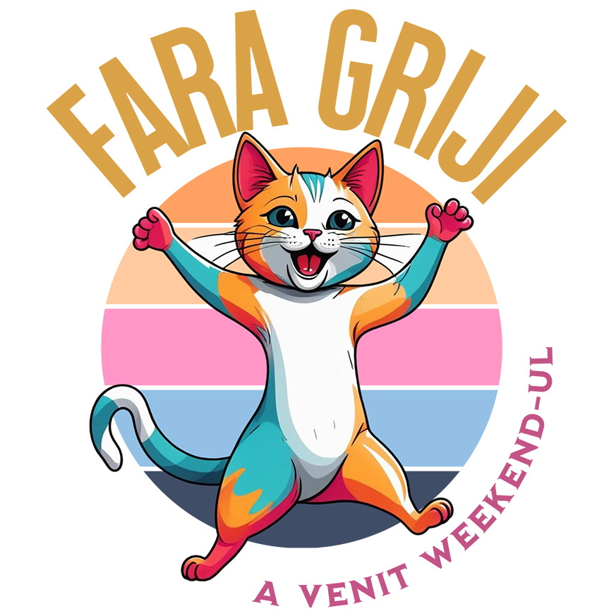 Sticker Adeziv Autocolant Personalizat Pisica Colorată Veselă „Fără Griji A Venit Weekend-ul” – Cadou Amuzant Pentru Iubitorii De Pisici [1]