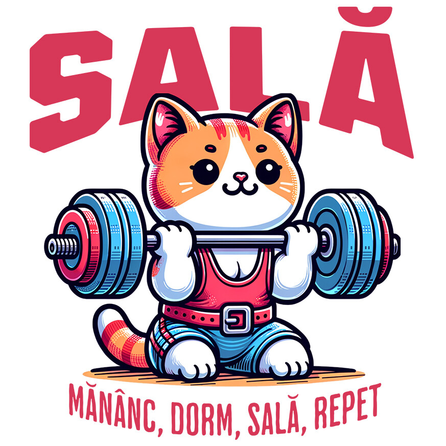 Sticker Adeziv Autocolant Personalizat Pisică Fitness Ridicând Greutăți – Cadou Amuzant pentru Sportivi [1]